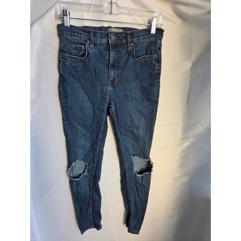Free People Skinny Jeans Womens Blue Dark Wash Skinny High Rise Skinny